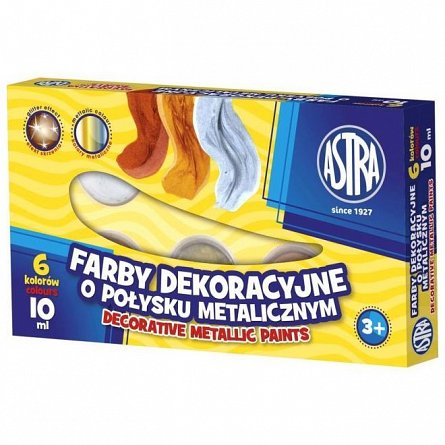 Tempera Astra, set 6 culori, 10ml, metalice
