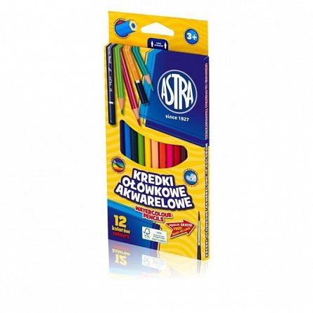 Creioane colorate, 12bucati, Astra, aquarell