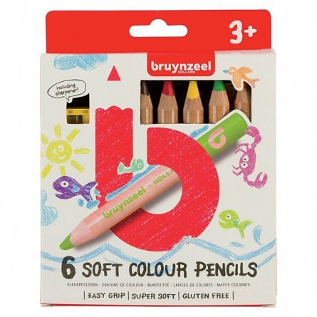 Creioane colorate,Bruynzeel,Soft,6buc/set