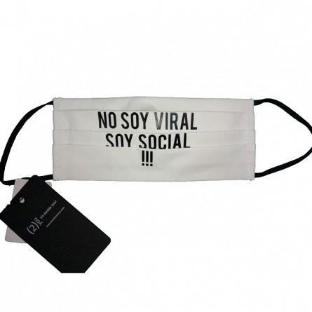 Masca textila bumbac, No soy viral Soy social!, alb
