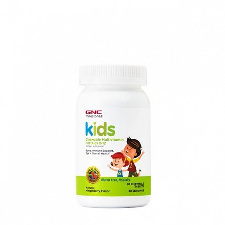 Supliment alimentar, GNC Milestones Multivitamine Pentru Copii 2-12 Ani, cu Aroma Naturala de Fructe