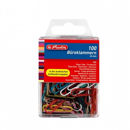 Agrafe Herlitz, set 100 bucati, 26 mm, diverse culori