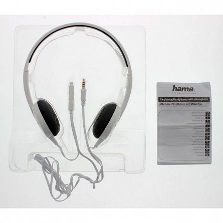 Casti on-ear Hama Advance, jack 3.5 mm, cablu 1.2m, microfon, alb