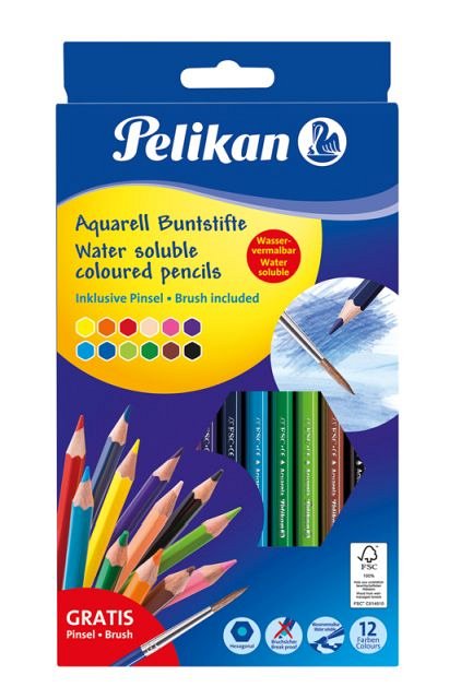 Creioane colorate,12bucati,Pelikan,Aquarell