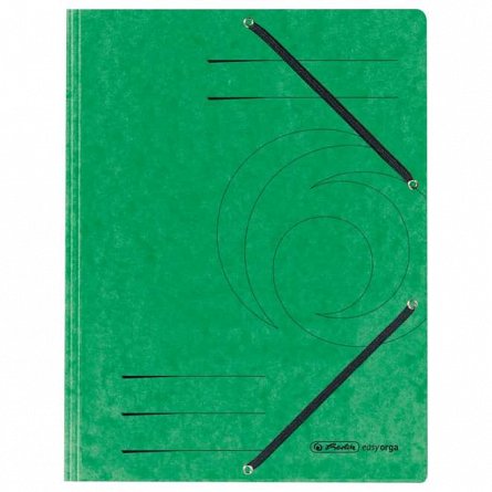 Dosar din carton, plic, cu elastic, verde, Herlitz