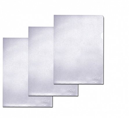 Mapa din plastic, A4, deschidere in L, 90 microni, set 50 bucati, transparent, Herlitz