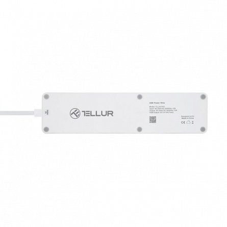 Prelungitor priza Tellur WiFi, 3 porturi, 4 x USB 4A, 2200W, max 10A, 1.8m