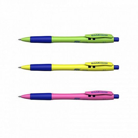 Pix ErichKrause Joy neon, cu mecanism, 0.7 mm, albastru, corp diverse culori