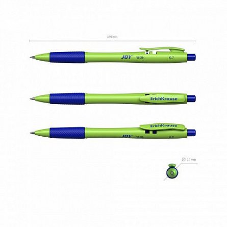 Pix ErichKrause Joy neon, cu mecanism, 0.7 mm, albastru, corp diverse culori