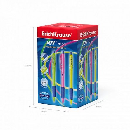Pix ErichKrause Joy neon, cu mecanism, 0.7 mm, albastru, corp diverse culori