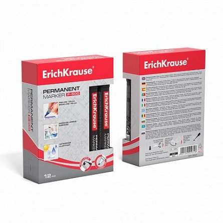 Marker permanent ErichKrause P500, varf tesit, negru