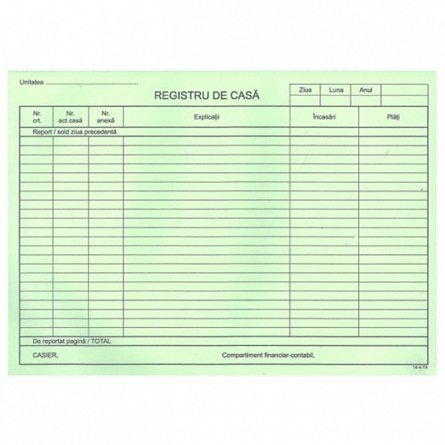Registru de casa, A4, autocopiativ, 2 exemplare, 50 set-carnet
