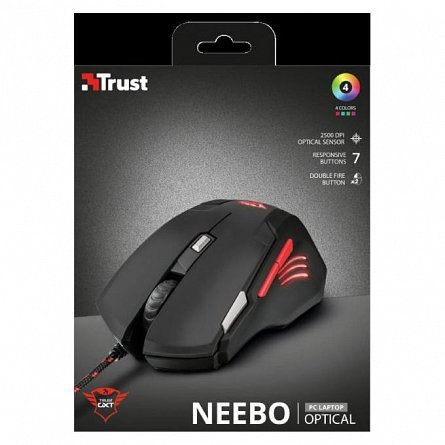 Mouse Trust GXT 111 Neebo Gaming, cu fir, USB, 7 butoane, negru