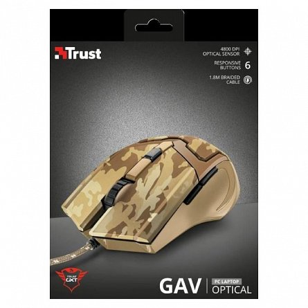 Mouse Trust GXT 101D Gav Gaming, cu fir, Desert