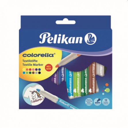 Markere pentru textile Pelikan Colorella, 12 culori / set