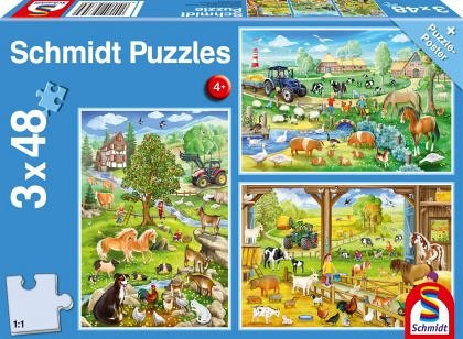 Puzzle Schmidt - Bauernhof, 3x48 piese (56353)
