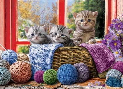 Puzzle Eurographics - Knittin' Kittens, 500 piese XXL (6500-5500)