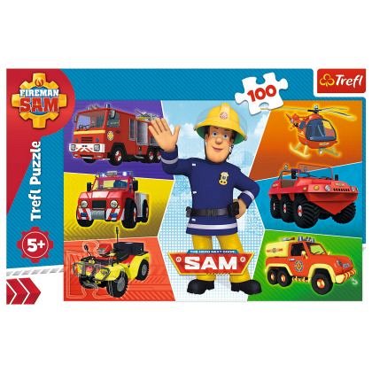 Puzzle Trefl - Masinile pompierului Sam, 100 piese