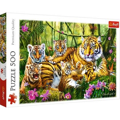 Puzzle Trefl - Familie de tigri, 500 piese
