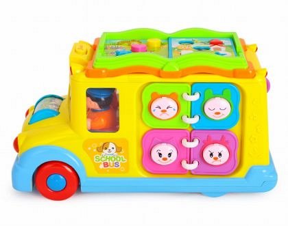 Jucarie interactiva Hola Toys - Autobuzul scolar cu sunete si lumini