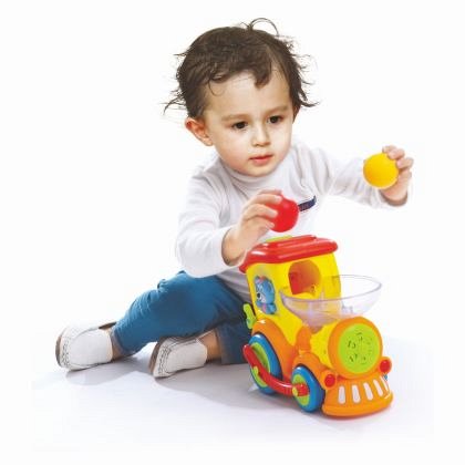 Jucarie interactiva Hola Toys - Locomotiva cu bile, sunete si lumini
