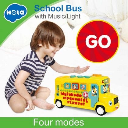 Jucarie interactiva Hola Toys - Autobuz scolar educativ cu sunete si lumini