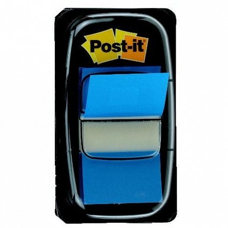 Index adeziv Post-it, 24 x 43 mm, 50 file, plastic, albastru