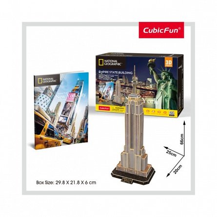 Puzzle 3D CubicFun - Empire State Building + Brosura, 66 piese