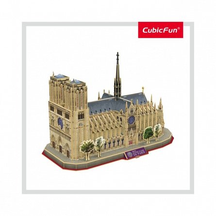 Puzzle 3D CubicFun - Notre Dame Paris + Brosura, 128 piese