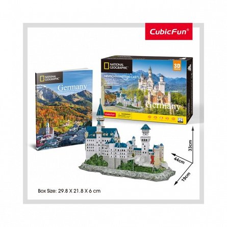 Puzzle 3D CubicFun - Castelul Neuschwanstein + Brosura, 128 piese