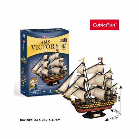 Puzzle 3D CubicFun - Nava HMS Victory, 189 piese