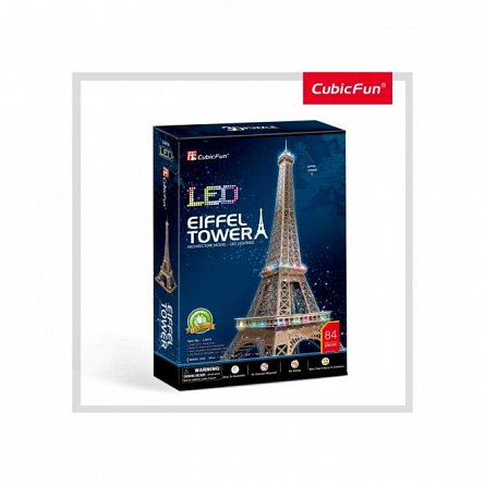 Puzzle 3D LED CubicFun - Turnul Eiffel, 84 piese
