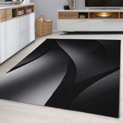 Covor modern si geometric Verdis, negru, 80x150 cm