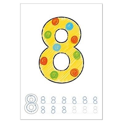 Carte de colorat Invata numerele, cu activitati in Limba Engleza si Abtibilduri, Orchard Toys