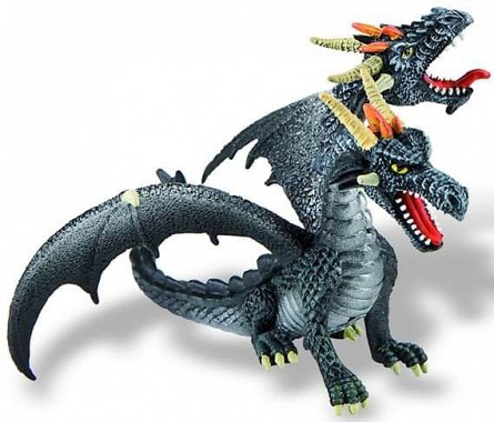 Figurina Bullyland Dragon negru cu 2 capete