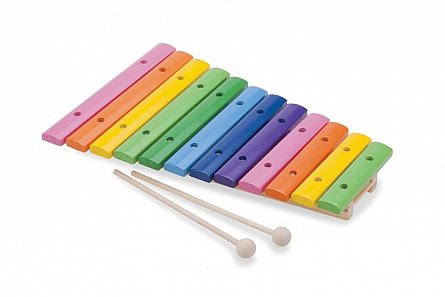 Xilofon New Classic Toys Lemn, 12 note colorate