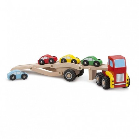 Transportor masini din lemn New Classic Toys