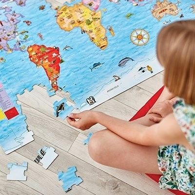 Puzzle si poster Harta lumii (limba engleza 150 piese), Orchard Toys