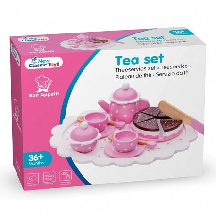 Set de ceai cu tavita din lemn New Classic Toys