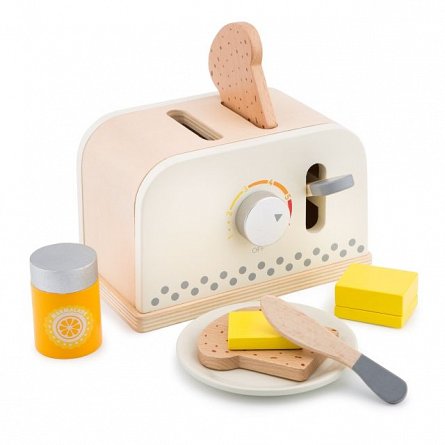 Set toaster din lemn New Classic Toys, Alb