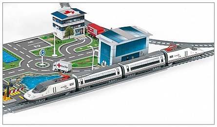 Trenulet electric Pequetren High Speed Renfe cu statie, tunel si oras