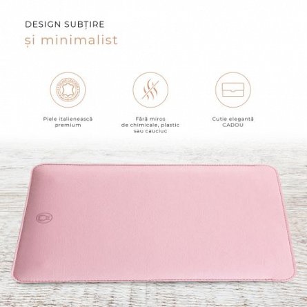 Husa laptop, MacBook, 13 inch, din piele PU, roz