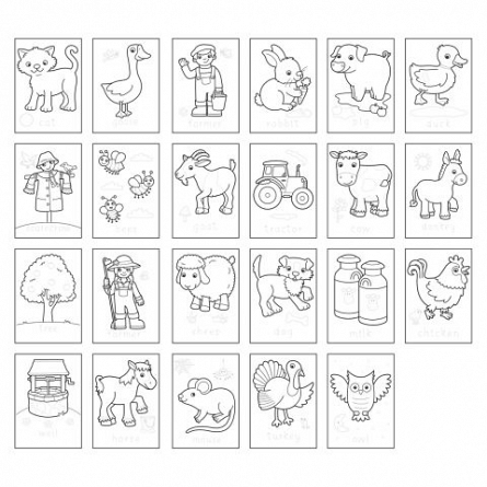 Carte de colorat cu activitati in limba engleza si abtibilduri - Ferma, Orchard Toys