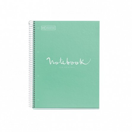 Caiet cu spira A5, 80 file, puncte, 2 perforatii, MiquelRius Emotions, menta