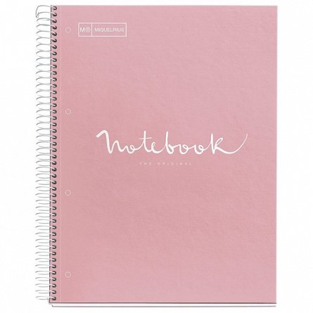 Caiet cu spira A5, 80 file, puncte, 2 perforatii, MiquelRius Emotions, roz