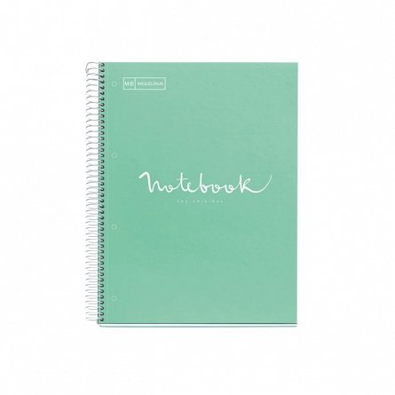 Caiet cu spira A4, 80 file, puncte, 4 perforatii, MiquelRius Emotions, menta