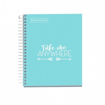 Caiet cu spira A5, 100 file, matematica, coperta tare, MiquelRius Messages, blue