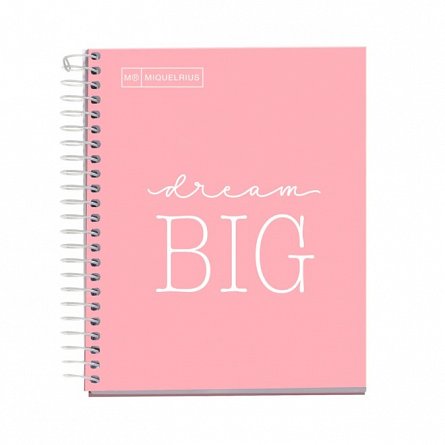 Caiet cu spira A5, 100 file, matematica, coperta tare, MiquelRius Messages, roz
