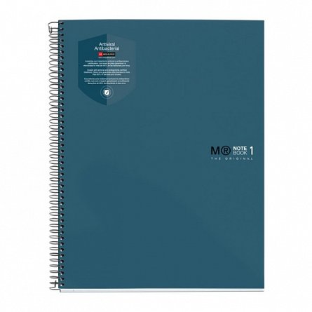 Caiet cu spira A4, 80 file, dictando, 4 perforatii, MiquelRius The Originals, bleumarin