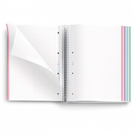 Caiet cu spira A4, 120 file, matematica, 4 subiecte, MiquelRius Tie Dye, roz